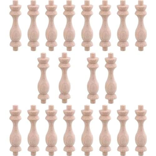 New 20 Pcs 7.6X1.8cm Beech Unpainted Unfinished Wood Craft Spindles Baluster for Home Restaurant Decor Repair Decoration
