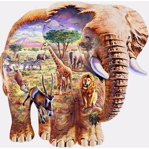 100% Full 5D Diy Daimond Painting"Elephant&Lion&Leopard"3D Diamond Mosaic Round Rhinestones Diamant Painting Embroidery Animals