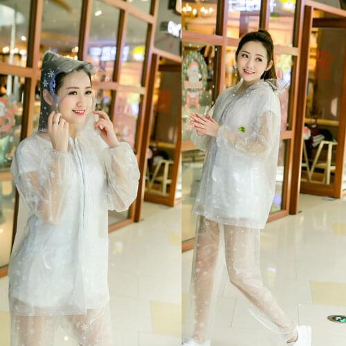Transparent Raincoat Plastic Women Waterproof Tour Rain Pants Suit Thick Rain Coat Motorcycle Roupa De Chuva Rain Gear AC50RC