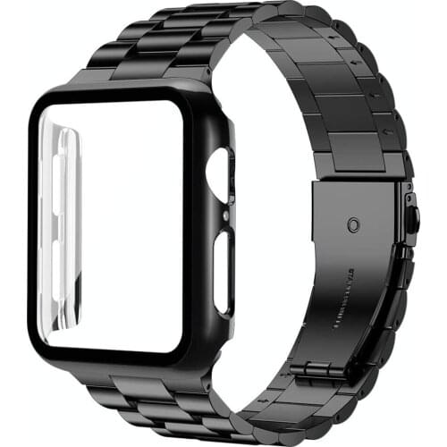 Stainless Steel Band with Case for Apple Watch SE 6 Bands 38/40/42/44mm Metal Strap for Apple iWatch 5 4 3 2 1 Link Bracelet