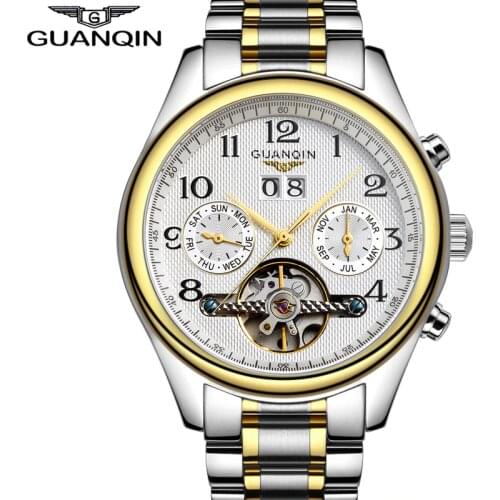Luxury Watches men Top brand Original GUANQIN Sapphire Mechanical Waterproof Auto mechanical Watches fashion men wristwatch