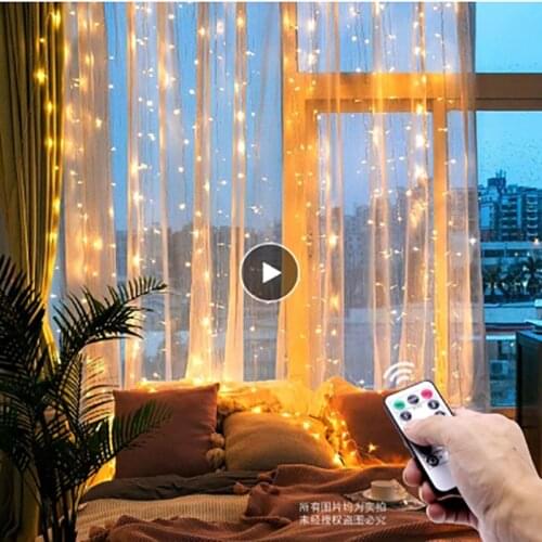 Remote LED String Lights Curtain USB Battery Fairy Lights Garland Led Wedding Party Christmas For Window Home Outdoor Decor