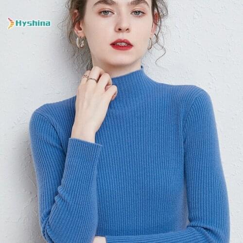 Half High Neck Sweater Womens Bottoming Shirt Winter New Style Long Sleeve