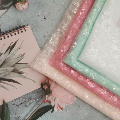 150*100cm Star Snowflake Tulle Ribbon Iridescent Mesh DIY Handmade Craft Tutu Bowknot Flower Wedding Birthday Bouquet Supplies