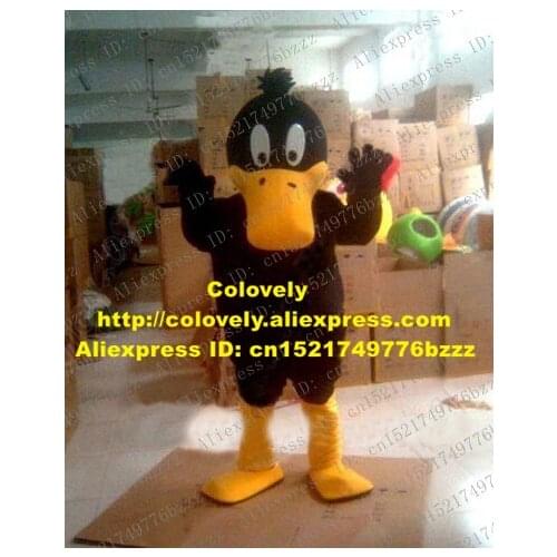 Smart Black Daffy Duck Mascot Costume Mascotte Quackquack Duckling Die Ente With Big Yellow Mouth Feet Adult No.2685 Free Ship