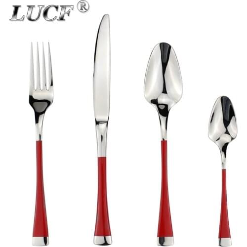 LUCF High Grade Elegant Style Stainless Steel Western Tableware 4pcs in 1 Set Delicate Cutlery Dinnerware For Kitchen Restaurant