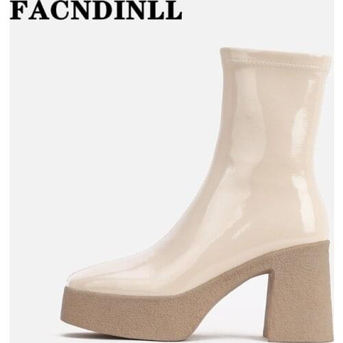 Women Boots New Brand Autumn Winter Warm Ankle Boots High Heels Platform Concise Dress Party Office Shoes Woman Riding Boots 40