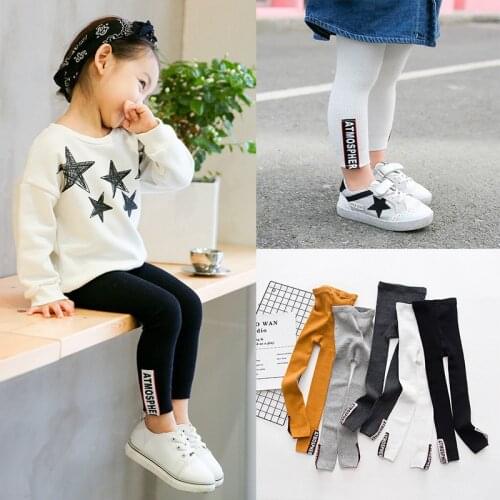100% cotton girls leggings with color patch high quality cheap warm and comfortable trousers for girls age 3 to 8 years old