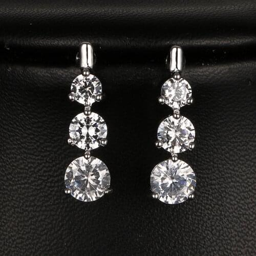 Emmaya Fashion White Gold Color 3 Circles CZ Earring New Arrival Gorgeous Design Zircon Earrings For Women Gift