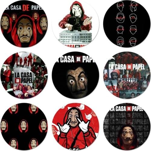 58mm Spain TV La Casa de papel Badge Brooch Pin Accessories For Clothes Backpack Decoration gift