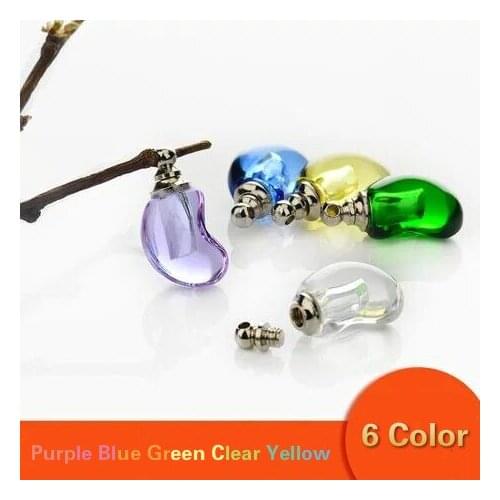1/2/3/4/5PCS Pea Shape Crystal Vials perfume bottle pendants charms handmade popular jewelry findings rice art Vial