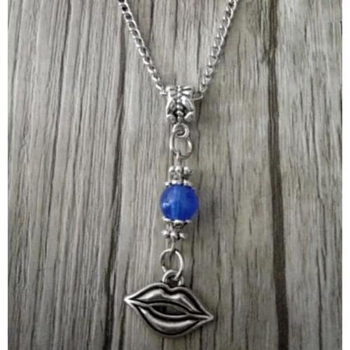 10Pcs New Fashion Vintage Punk style Large mouth kiss Charm Glass beads Pendant&Necklace Gift Jewelry