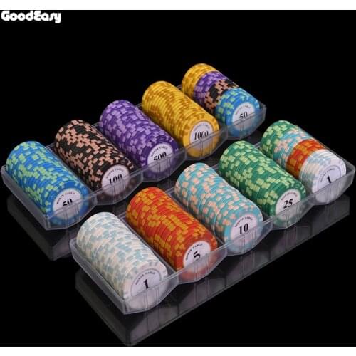 100,200Pieces of Chips+Acylic Chip Box 14g Clay Crown Poker Chips Sets 14 colors Texas Hold'em Baccarat Casino poker chips