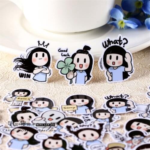 40 pcs/pack Cartoon pudding girl Decorative Stickers Adhesive Stickers DIY Decoration Craft Scrapbooking Stickers Paper crafts