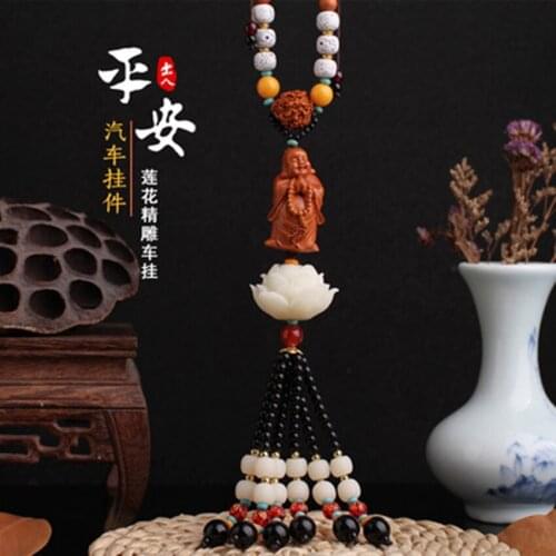 Car pendant cloth bag Maier rearview mirror car hanging three-dimensional carved Lotus car interior supplies