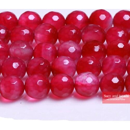 Free Shipping Faceted Rose Agata Round Loose Beads 16" Strand 6 8 10 12MM Pick Size For Jewelry Making FRAB01