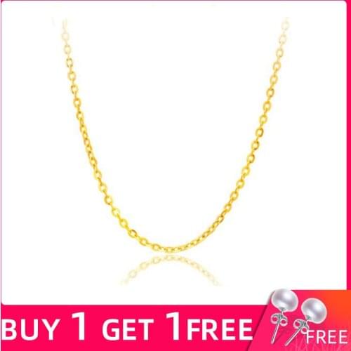 [ZHIXI] Pure 18K Yellow Gold Necklace AU750 Pendant Chain 45/60 / 80CMAnd Three Colors To Choose For Women Fine Jewelry d206