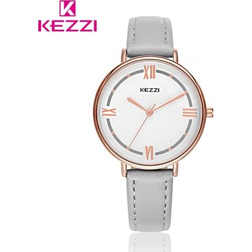 Kezzi Fashion Lady Quartz Wristwatches Candy Color Leather Watch Woman Waterproof Student Watches Girl Clock Montre Femme Gift
