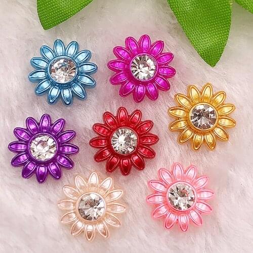 DIY 10pcs mix 19mm AB Resin 3d flower Flatback Rhinestone Wedding buttons crafts