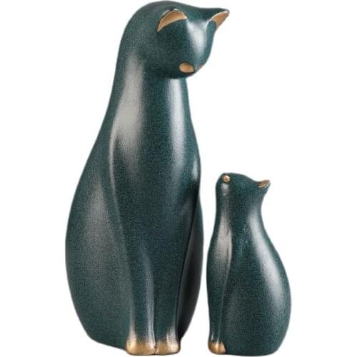 European Cute Resin Cat Figurines Home Decoration Creative Wedding Gift Crafts Animal Statues Home Room Table Sculptures Decor
