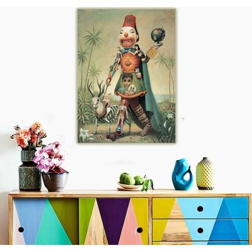 Holover Canvas Oil Painting Mark Ryden"Swap Meet Man",Childish & Weird Modern Pop Art Poster Aesthetic Home Interior Decor