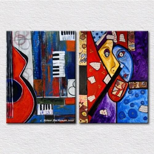 Art gift Canvas Print 2pcs set handmade abstract oil painting fine wall decoration pictures for bedroom