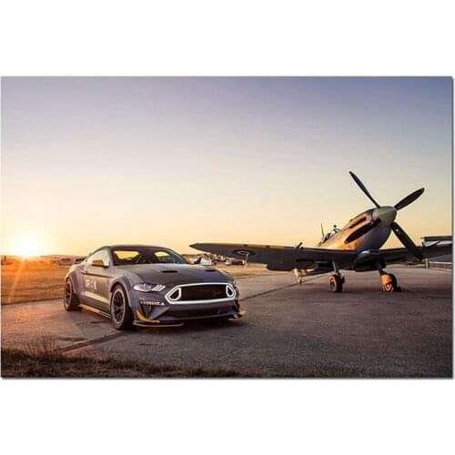 Canvas Paintings Wall Artwork Poster Pictures Sun Prints Home Decor For Living Room Squadron Mustang GT Super Car Modular Frame