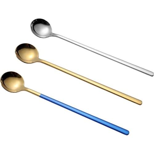3PCS Creative Stainless Steel Spoon Spoon Ice Cream Dessert Spoon Long Handle Korean Bibimbap Soup Spoon Kitchen Gadget