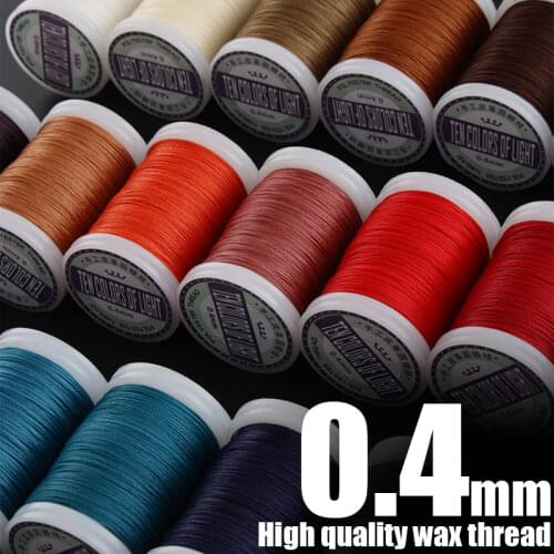 0.4mm Round Waxed Thread Strong Polyester Cord Wax Coated Strings for Leather Craft Sewing Braided Bracelets DIY Accessories