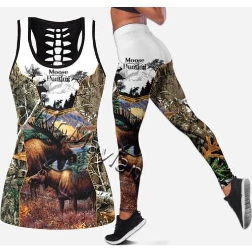 3D Printed Moose Hunting Hollow Tanktop Women Sexy Vest Girls Fashion Tank tops Youth Clothes Ropa Mujer Oversized Drop Ship