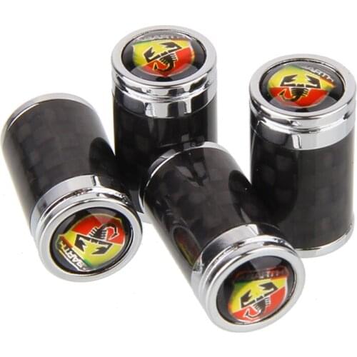 Carbon Fiber Metal Car Tire Valves Cap Wheel Covers Decor for Abarth logo for 595 fiat 500 695 Punto alfa romeo Car Accessories