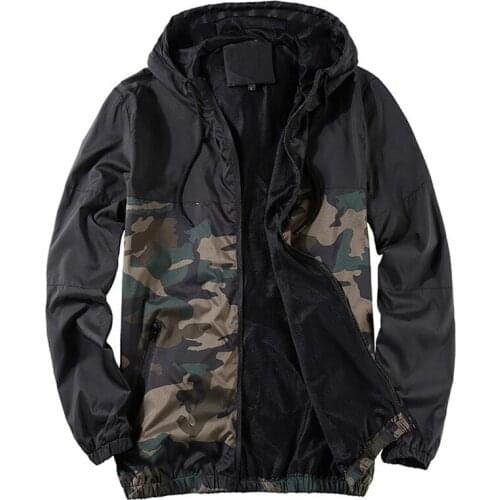 Men Jacket Spring And Autumn Patchwork Camouflage Coat Sport Casual Breathable Outwear Coat Men Hip Hop Streetwear Hooded Jacket