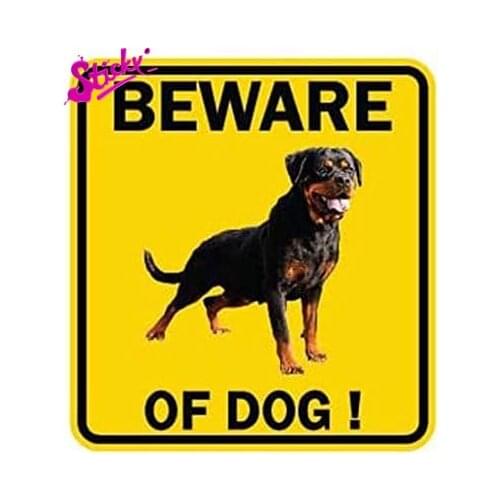 Sticker Beware Of Dog Rottweiler Yellow Sign Warning Plaques & Signs Car Sticker Decal Decor Warning Plaques & Signs Car Sticker