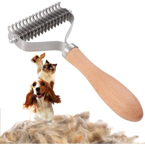 Stainless Steel Pet Double Sides Brush Cat Dog Hair Removal Comb Grooming Dematting Deshedding Blade For Matted Long Short Fur