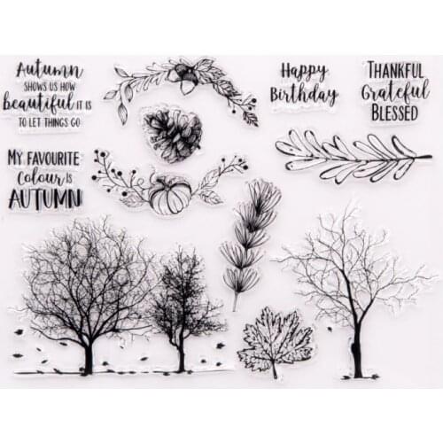 Background Tree Leaves Fruit Pumpkin Clear Silicone Stamp Seal for DIY Scrapbooking Album Decorative Clear Stamps Sheets