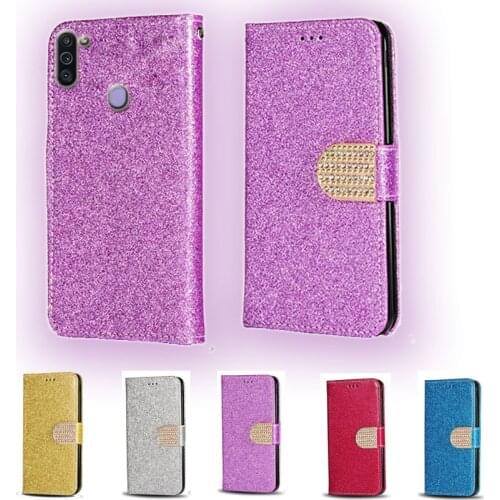 For Samsung A11 Luxury Glitter Diamond Flip Leather Wallet Phone Case For Samsung Galaxy M11 Phone cover card slot