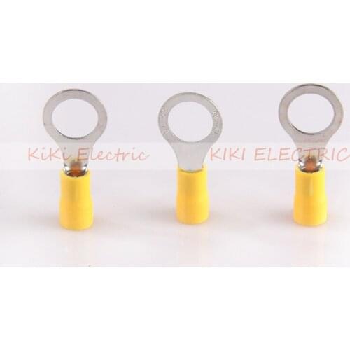 RV5.5-10 round connectors Yellow Inslated Ring Terminal 3/8 USA screw Circular Termina Cold pressed terminals 500pcs/lot