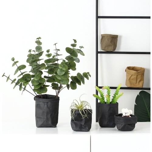 Flower Pot Bag Basket Flowerpot Cover Baby Clothing Toy Organizer Kraft Paper Storage Bags Washable Plants Vegetable Grow Bag