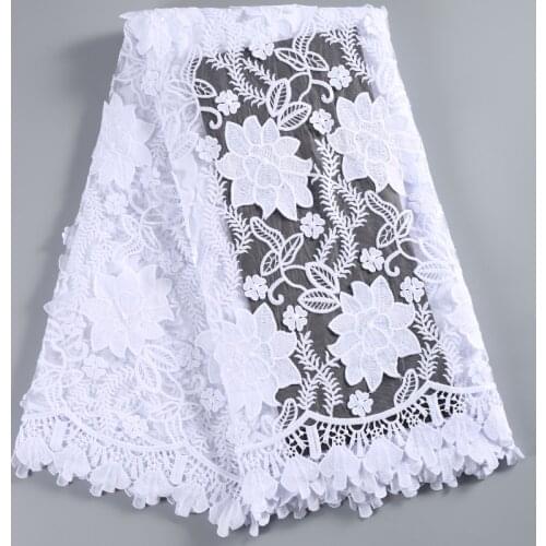 Zhenguiru 2021 White Flower Guipure Cord Fabric High Quality African Fabric Beautiful Nigerian Fabric For Women Party wear A2237