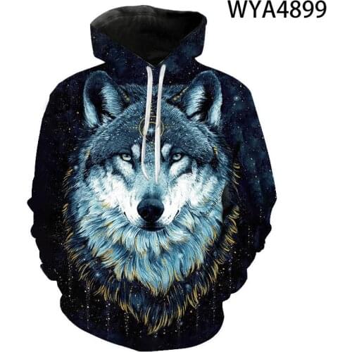 Streetwear Cool Men Women Children Wolf Hoodies Casual Fashion 3D Printed Pullover Hooded Sweatshirts Casual Boy Girl Kids Tops