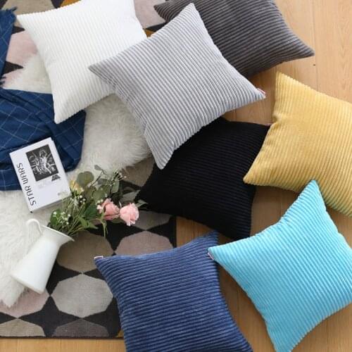 45X30/40/45/50/60cm solid color corduroy cushion cover sofa flannel striped pillow case decorative lumbar pillow cover backrest