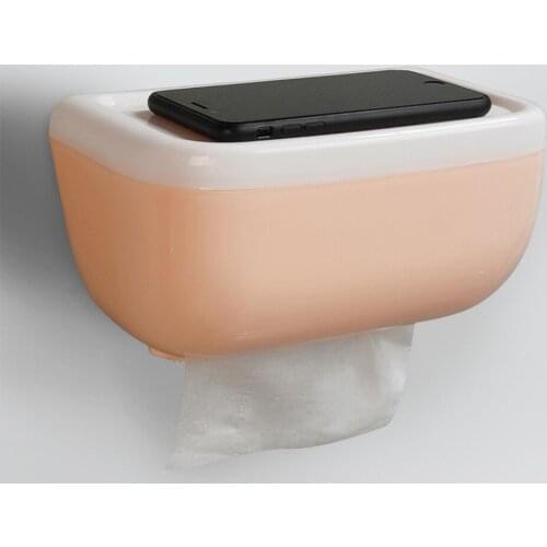 Waterproof Toilet Paper Holder Wall Mount Plastic Bathroom Kitchen Roll Paper Tray Punch-free paper towel holder Storage Shelf