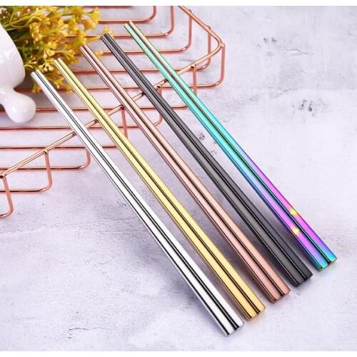 High grade 304 stainless steel chopsticks 5 colors square chopsticks flatware home hotel simple style tableware W9095