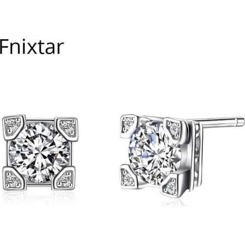 Fnixtar 100% 925 Sterling Sliver Stud Earrings for Women 2018 Women Earrings Fashion Ear Jewelry Making Valentines Day Gift