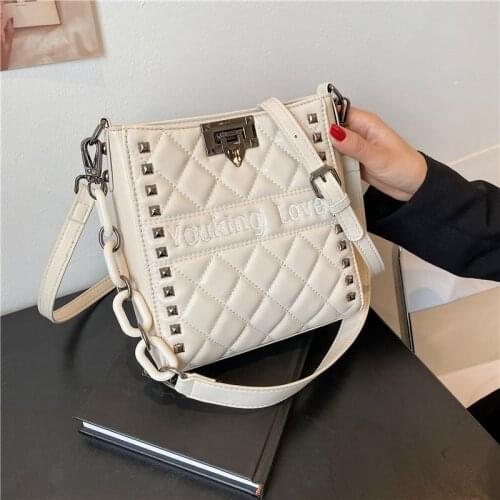 Rivets Design PU Leather Chain Small Crossbody Bags for Women 2021 Summer Lady Shoulder Handbag Fashion Brand Luxury Purses