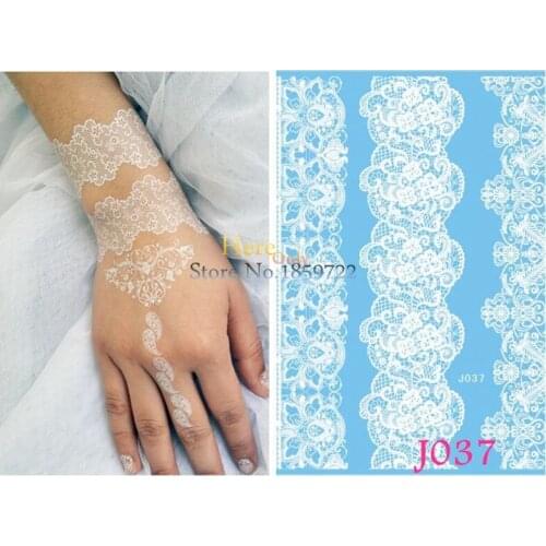 1PC Lace Bracelet Tattoo Sticker White Henna Wrist Strap Tattoo Bangles Waterproof Temporary Tattoo Armlet Wedding Makeup Brides