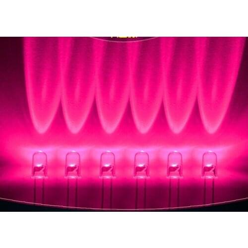 1000PCS LED Bead light emitting diode lamp beads line 5MM F5, white hair pink light, transparent, round super bright long legs