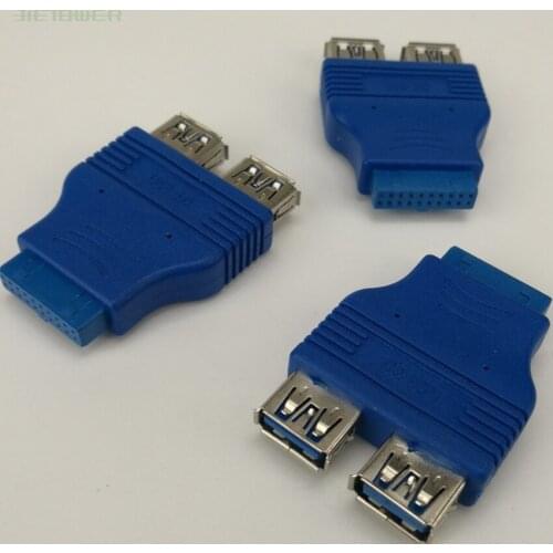 300pcs/lot 2 Port USB 3.0 A Female To 20 Pin Header Motherboard Cable 20pin To Usb3.0 Adapter Converter