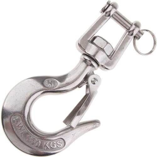 304 Stainless Steel 5/16 Inch Swivel Lifting Hook with Latch Rigging Accessory