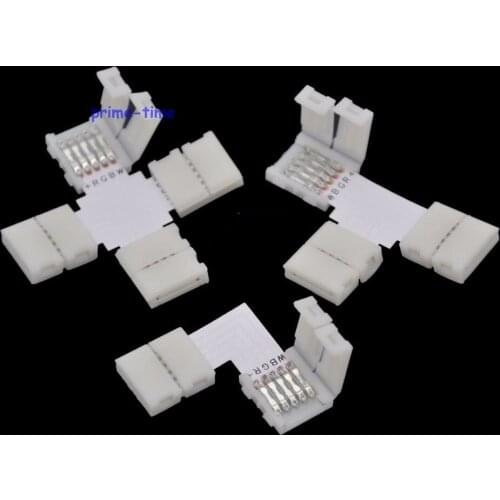 5pcs/lot 10mm 5PIN RGBW L type / X type / T shape No Soldering connector For 5050 RGBW / RGBWW LED strip 5PIN RGBW connector